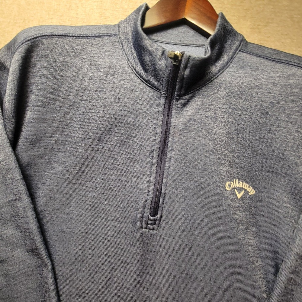 Callaway Pullover Mens XL Blue Navy Heathered Quarter Zip Golf Fleece Sweater